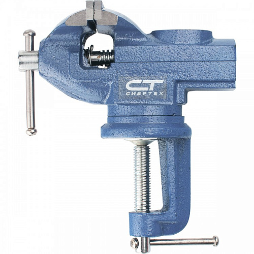  Тиски слесарные, настольные, поворотные, ширина рабочих губок 65мм, наковальня// СИБРТЕХ 
