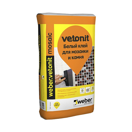  Клей плиточный для мозаики и камня Weber Vetonit Мозаик, белый, 25 кг 