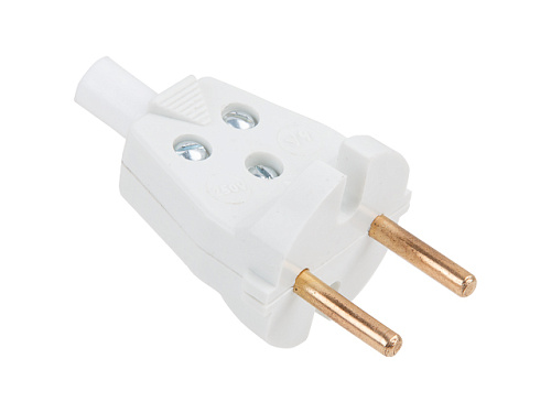  Вилка (б/з, 6А, 250В) белая, Юпитер 