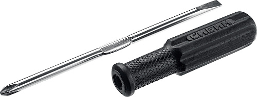  Отвертка СИБИН с двухсторонним стержнем, 2 в1, PH №2 /SL 6мм, 70мм 