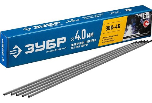  Электроды сварочные ЗУБР Профессионал ЗОК-46, с рутил-целлюлозным покрытием, 4х450 мм, 5 кг 