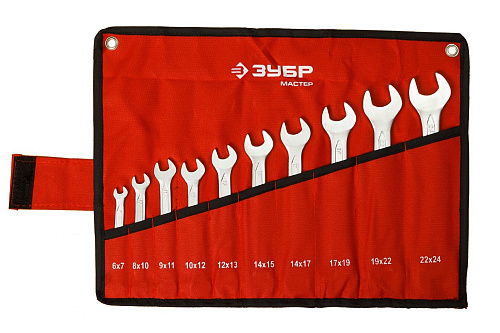  Набор рожковых гаечных ключей 10 шт, 6 - 24 мм, ЗУБР 