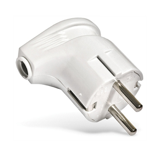  Вилка угловая разборная А105 16А, 230В, с/з, белая 