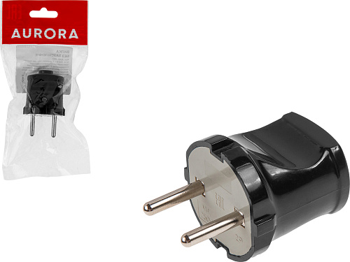  Вилка (б/з, 10А, 250В) черная, AURORA 
