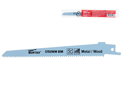  Пилка сабельная по дереву с гвоздями S150WM (1 шт.) WORTEX быстрорежущая сталь, 150 мм длина 