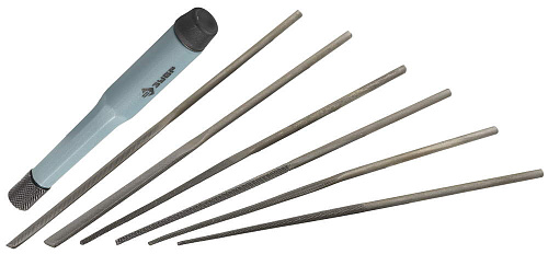  Набор ЗУБР "МАСТЕР": Надфили с зажимной пластмассовой ручкой, 7предметов 