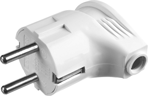  Вилка STAYER "MASTER" электрическая, с заземлением, угловая, 16А/220В, белая 