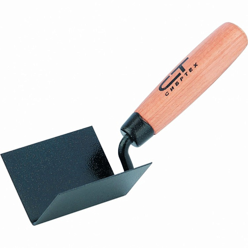  Кельма угловая, 80 х 60 х 60 мм, стальная, для внутренних углов, буковая ручка// СИБРТЕХ 