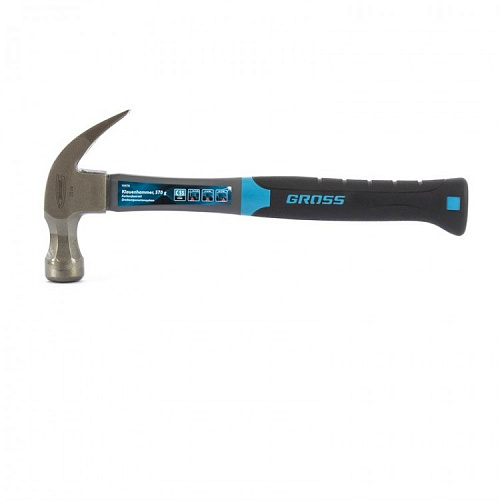  Молоток-гвоздодер, 570 г, фибергласовая трехкомпонентная рукоятка// GROSS 