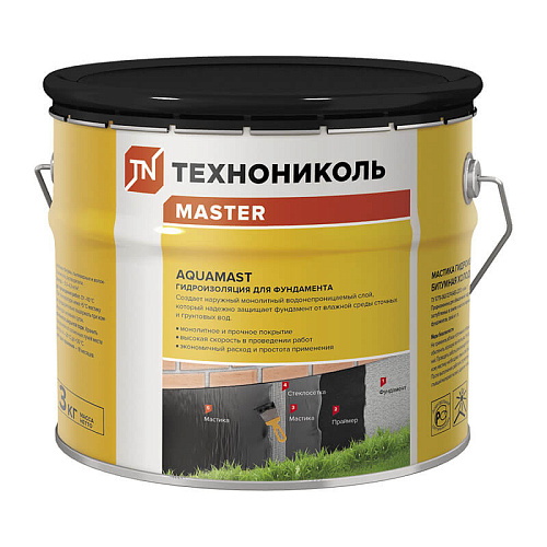  Мастика битумная АкваМаст гидроизоляционная для фундамента, 3 кг 
