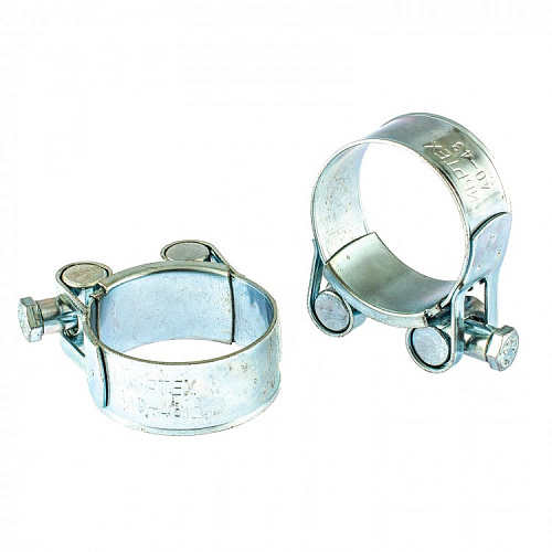  Хомуты металлические, силовые 40-43 мм, ширина 20 мм, шарнирные, W1, 2 шт.// Сибртех 