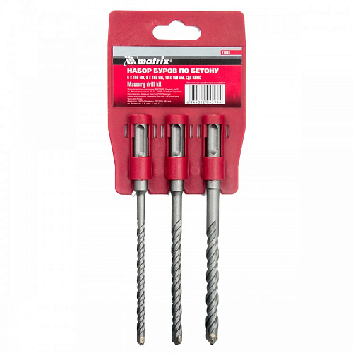  Набор буров по бетону, 6х160, 8х160, 10х160 мм, 3 шт., на подвесной карте, SDS PLUS// MATRIX 