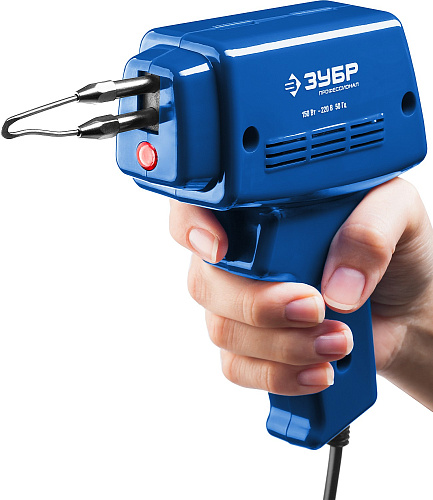  Паяльник импульсный в наборе, 2 сменных жала, канифоль, припой, 150Вт ЗУБР "ПРОФЕССИОНАЛ" 