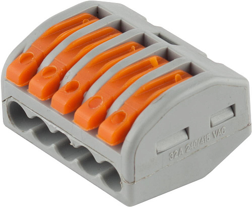  Клемма СВЕТОЗАР соединительная, разъемная, 5-и проводная, 400В, 32А, 0,5-2,5мм2/0,5-4мм2, 2шт 