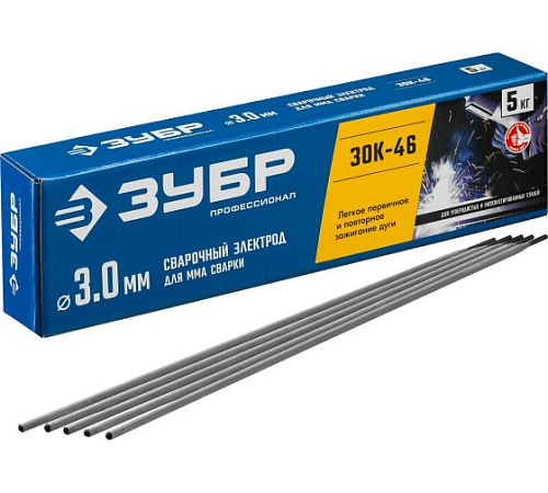  Электроды сварочные ЗУБР Профессионал ЗОК-46, с рутил-целлюлозным покрытием, 3х350 мм, 5 кг 