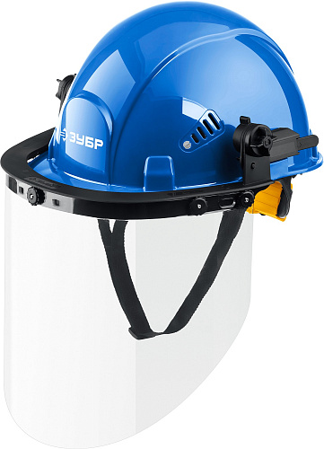  Защитный лицевой щиток ЗУБР ЗАСЛОН, экран 220х385мм, поликарбон 2мм, для крепления на каске, Професс 
