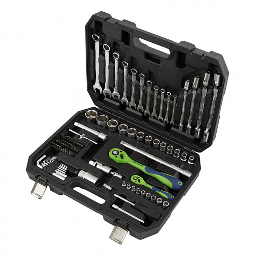  Набор инструментов, 1/2", 1/4", CrV, пластиковый кейс 89 предм. Сибртех 