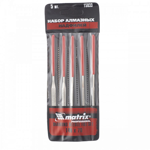  Набор надфилей алмазных, 140х70х3, 5 шт.// MATRIX MASTER 