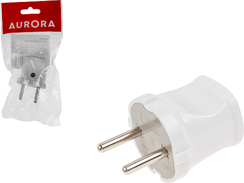  Вилка (б/з, 10А, 250В) белая, AURORA 