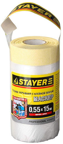  Пленка STAYER "PROFESSIONAL" защитная с клейкой лентой "МАСКЕР", HDPE, 9мкм, 0,55х15м 