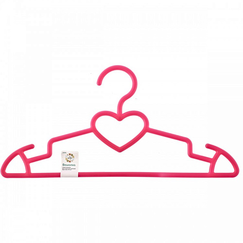  Вешалка пластиковая для верхней одежды 41 см,  цветная, сердечко// ELFE 