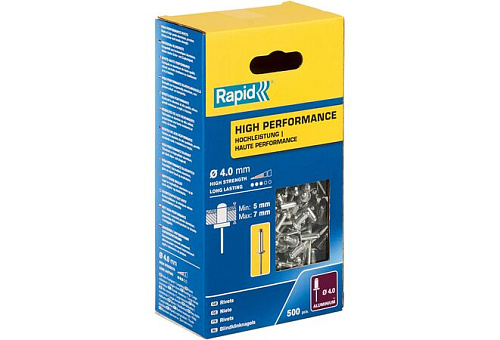  Заклепка из алюминия d4.0x10 мм, RAPID R:High-performance-rivet 500 шт 