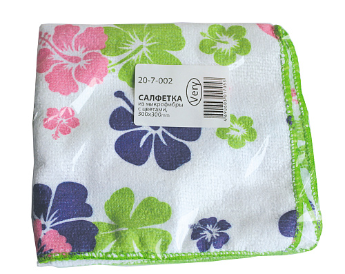  Салфетка из микрофибры с цветами, 300*300, Very, (шт.) 
