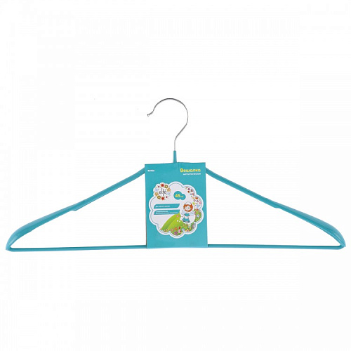  Вешалка метал для верхней одежды с прорезиненным противоскользящим покрытием 45 см, бирюзовая// ELFE 