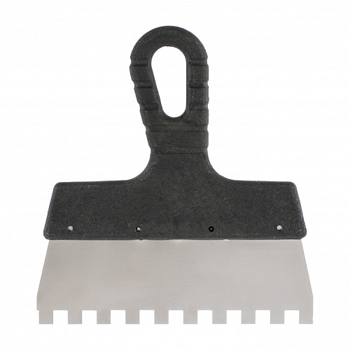  Шпатель из нержавеющей стали, 200 мм, зуб 8х8 мм, пластмассовая ручка 