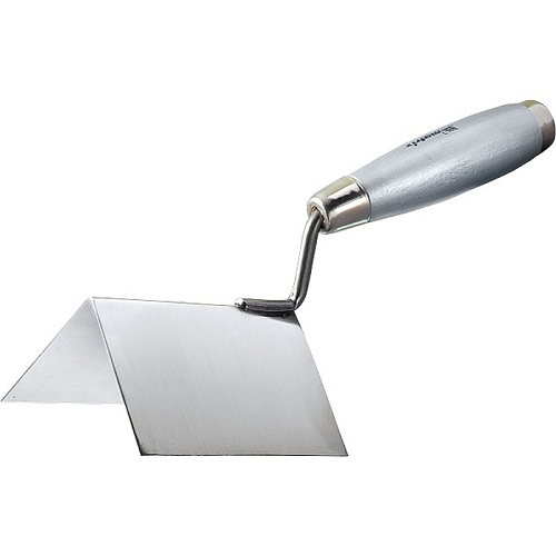  Мастерок из нерж. стали 80 х 60 х 60 мм для внешних  углов, деревянная ручка // MATRIX 