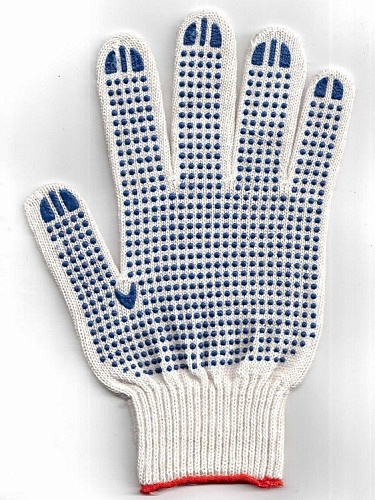  Перчатки ХБ с ПВХ 6 нитей, ТОЧКА СУПЕР ЛЮКС, 10 класс (1 пара) 