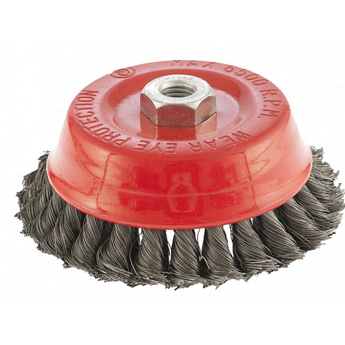  Щетка для УШМ, 125 мм, М14, "чашка", двухрядная, крученая проволока 0,35 мм// MTX 