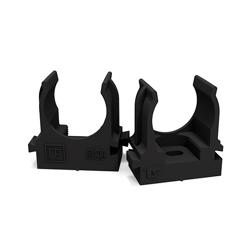  Крепеж-клипса для труб для монтажного пистолета черная д20 (100 шт/уп) Промрукав 