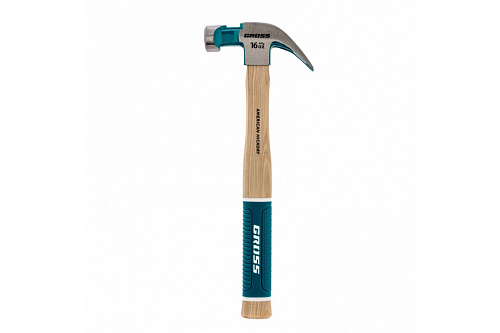  Молоток-гвоздодер,280 г, угол 75, магнит, обрезиненная рукоятка AMERICAN HICKORY // GROSS 