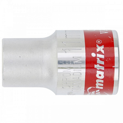  Головка торцевая, 11 мм, 6-гранная, CrV, под квадрат 1/2", хромированная// MATRIX MASTER 