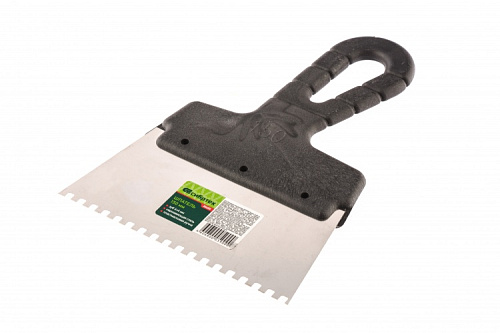  Шпатель нержавеющая сталь зубчатый 150 мм (4 х 4), пластмассовая ручка // СИБРТЕХ 