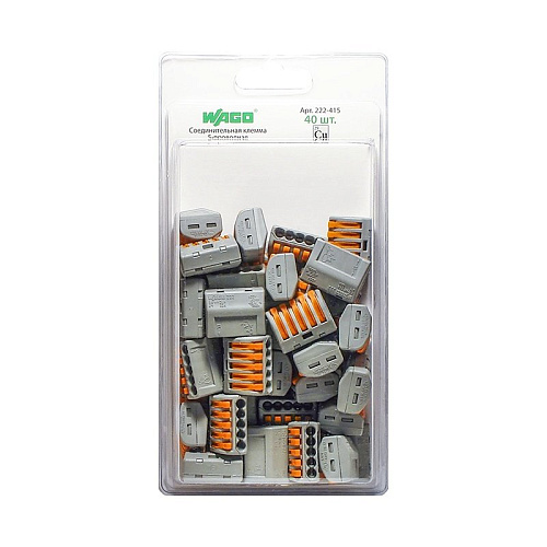  Соед.клемма с рычажком 222-415 5-ти пров. 0,08-2,5 кв.мм (40 шт.) 