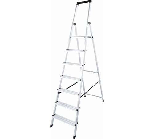  Krause SOLIDY Свободностоящая стремянка, 7 ступеньки, раб. высота 3,49 м (чёрн) 126252 