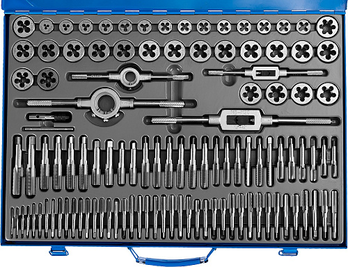  Набор метчиков и плашек ЗУБР "ПРОФЕССИОНАЛ", сталь Р6М5, 110 предметов 