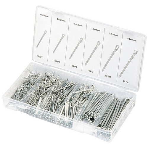  Набор шплинтов, S головки х L: 1,6х25, 2,3х25, 2,3х38, 3,1х32, 3,1х50, 4х63 мм, 555 предм.// СИБРТЕХ 