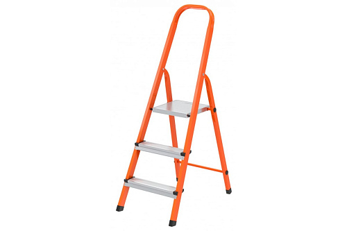  Стремянка 3 ступени, стальной профиль, ступени сталь, оранжевая СИБРТЕХ 97963 