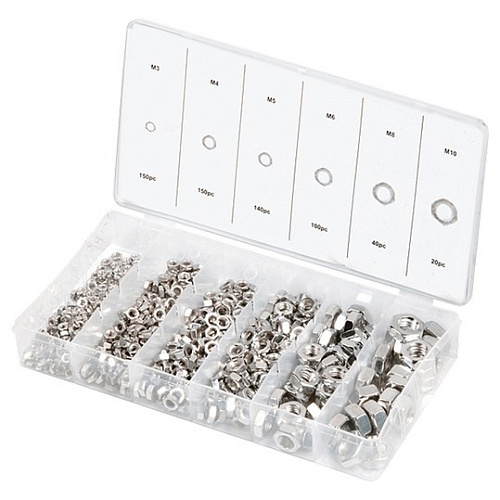  Набор гаек  М3, М4, М5, М6, М8, М10, 600 предм.// СИБРТЕХ 