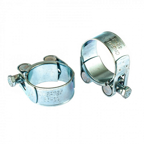  Хомуты металлические, силовые 36-39 мм, ширина 20 мм, шарнирные, W1, 2 шт.// Сибртех 