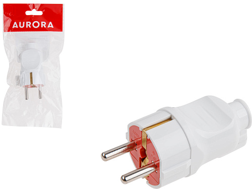  Вилка (с/з, 16А, 250В) белая, AURORA 