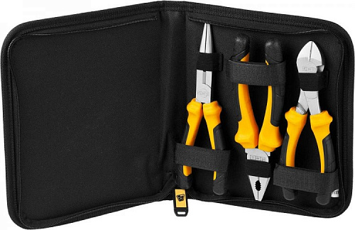  Набор губцевого инструмента, 3 пред., хромир., двухкомп. рукоятки, CrV cталь, JCB 