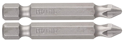  Биты кованые, PH2, 50мм, 2шт хромомолибденовая сталь, тип хвостовика C 1/4", ЗУБР "МАСТЕР" 
