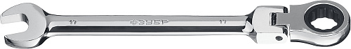  Комбинированный гаечный ключ трещоточный шарнирный 17 мм, ЗУБР 