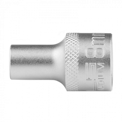  Головка торцевая, 8 мм, 12-гранная, CrV, под квадрат 1/2", хромированная// Stels 