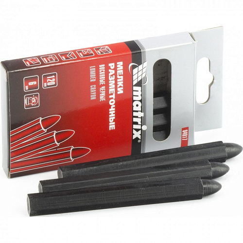  Мелки разметочные восковые черные, 120мм, коробка 6шт. // Matrix 