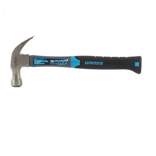  Молоток-гвоздодер, 450 г, фибергласовая трехкомпонентная рукоятка// GROSS 